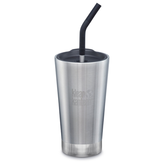 Klean Kanteen Termosmuki, jossa Straw Lid -kansi, 473 ml, harjattu teräs