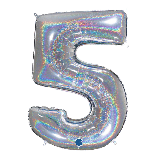 Numeroilmapallo Glitter Hopea - Numero 5