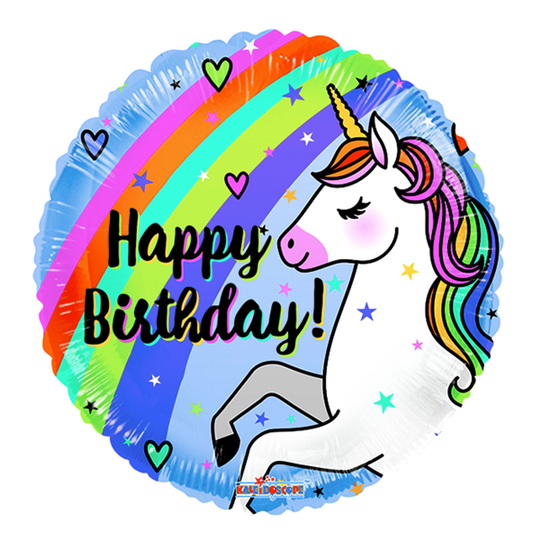 Folioilmapallo Yksisarvinen Happy Birthday Pyöreä