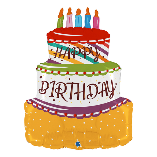 Folioilmapallo Syntymäpäiväkakku Happy Birthday