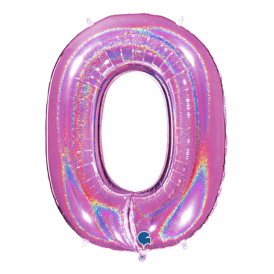 Kirjainilmapallo Kimalle Pinkki - Numero 0
