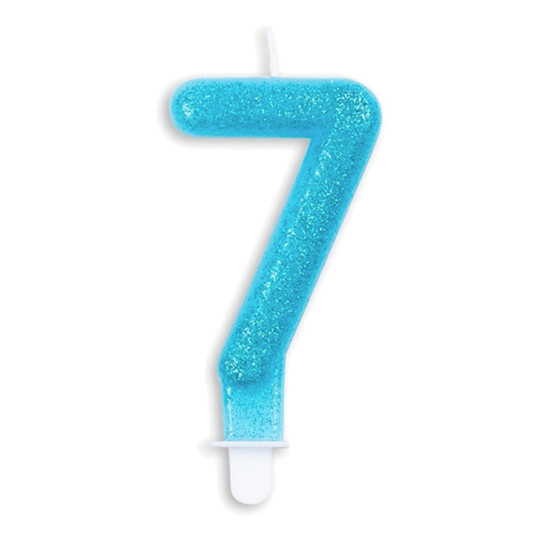 Kakkukynttilät Numero Kimalle Sininen - Numero 7