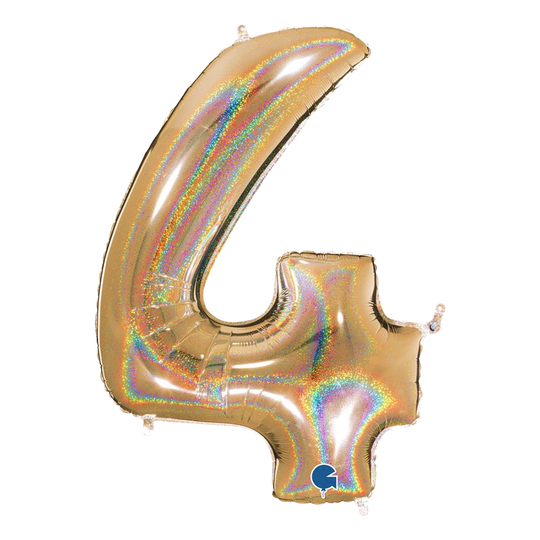 Numeroilmapallo Glitter Kulta - Numero 4