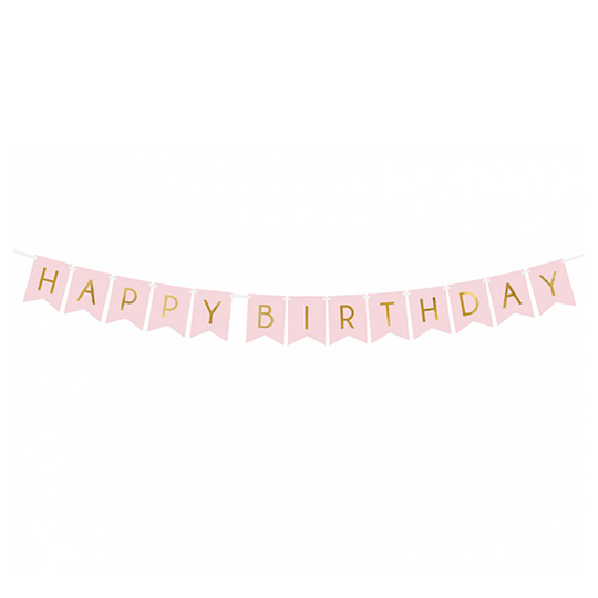 Vaaleanpunainen Viiri Happy Birthday