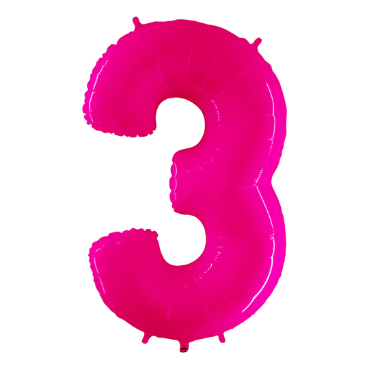 Numeroilmapallo Neon Pinkki - Numero 3