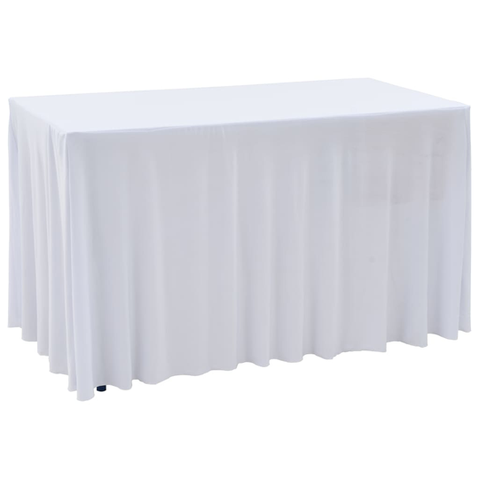 vidaXL Venyvät pöytäliinat 2 kpl helmalla 183x76x74 cm valkoinen