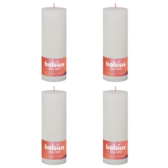 Bolsius Pilarikynttilät Shine 4 kpl 190x68 mm pilvenvalkoinen