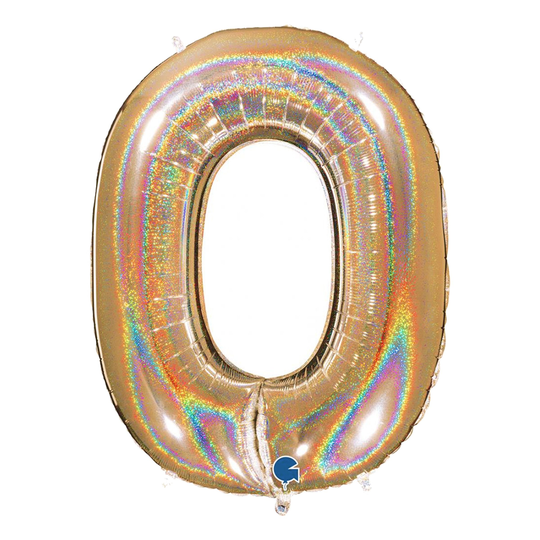Numeroilmapallo Glitter Kulta - Numero 0