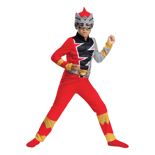 Power Rangers Dino Fury Punainen Lasten Naamiaisasu - Large