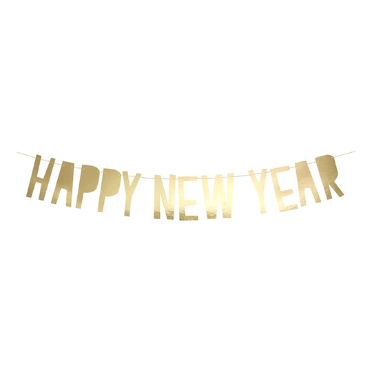 Kirjainnauha Happy New Year Kultainen Metallic