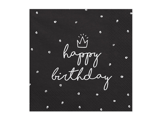 Lautasliinat Mustat- Happy Birthday, 20kpl