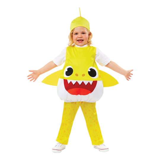 Baby Shark Keltainen Lasten Naamiaisasu - XX-Small