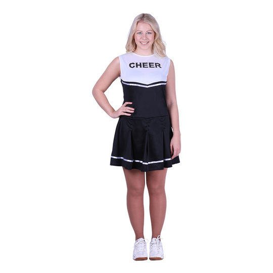 Cheerleader Musta/Valkoinen Naamiaisasu - X-Small