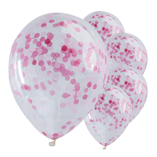 Konfetti-ilmapallot Pinkki Konfetti - 5-pakkaus