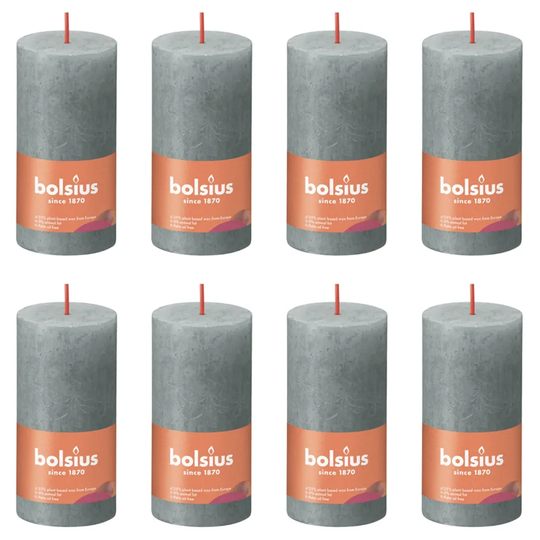Bolsius Pilarikynttilät Shine 8 kpl 100x50 mm eukalyptuksenvihreä