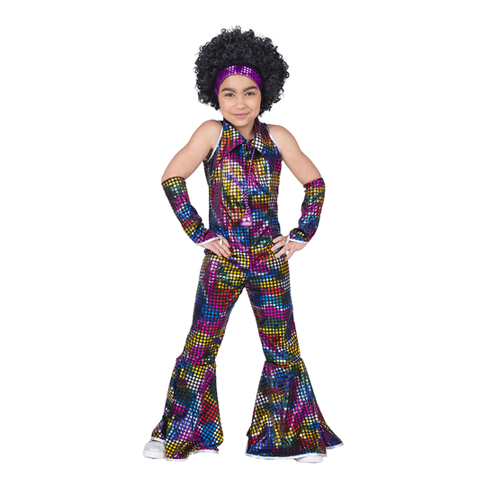 Disko Sateenkaari Jumpsuit Lasten Naamiaisasu - X-Large