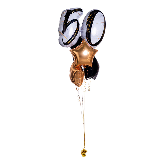 Ilmapallokimppu Marble Shape Birthday 50 Kulta/Musta