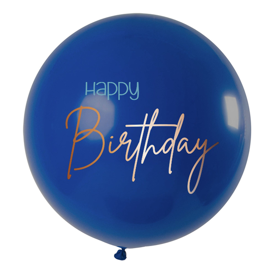 Ilmapallo XL Happy Birthday Pyöreä True Blue - Kappaleittain