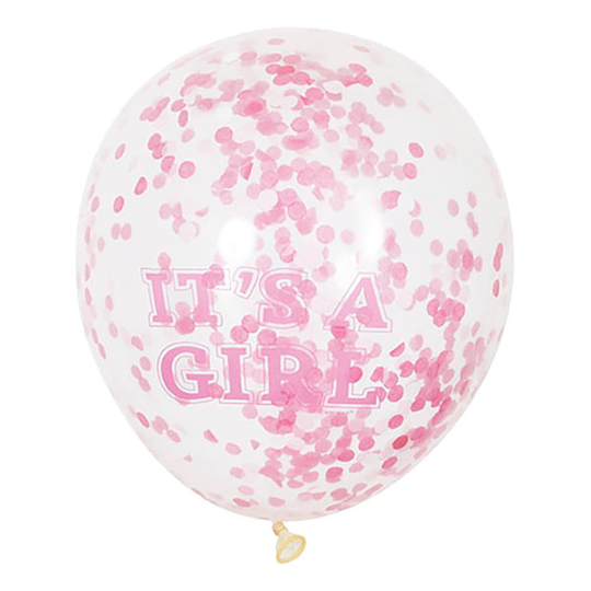 Konfetti-ilmapallo It's a Girl - 6-pakkaus