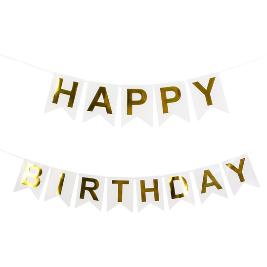 Lippuviirinauha Happy Birthday Valkoinen