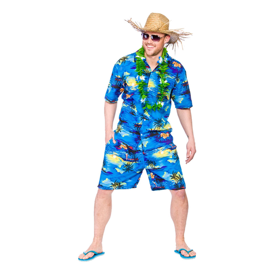 Havaiji Miesten Tummansininen Naamiaisasu - Medium