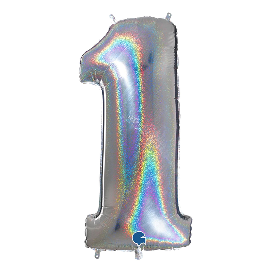 Numeroilmapallo Glitter Hopea - Numero 1