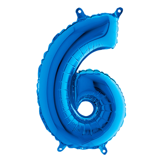 Numeroilmapallo Mini Sininen Metallic - Numero 6