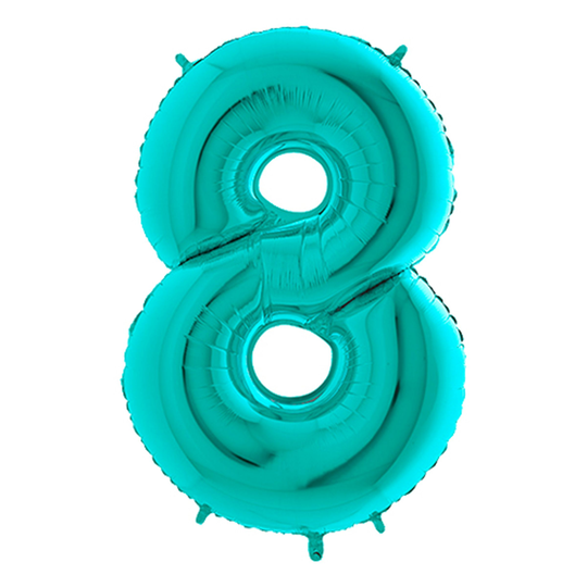 Numeroilmapallo Turkoosi Metallic - Numero 8