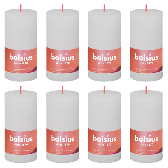 Bolsius Pilarikynttilät Shine 8 kpl 100x50 mm helmenvalkoinen
