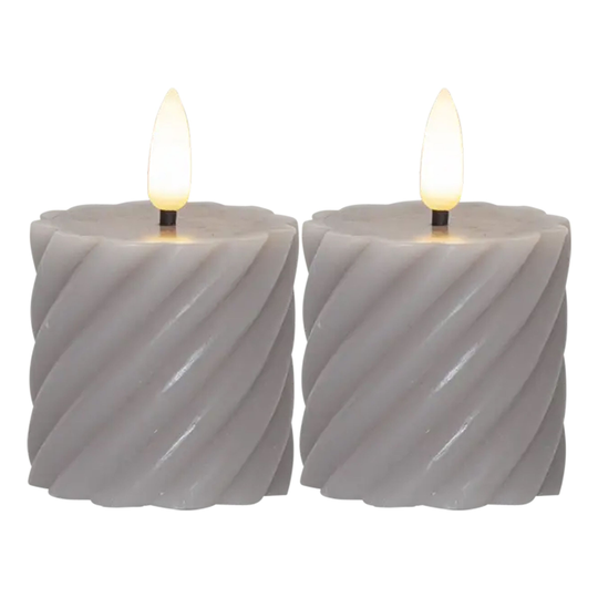LED Pöytäkynttilä Twist Harmaa - 2-pakkaus