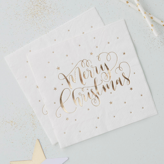 Lautasliinat - Kultaiset Merry Christmas, 20kpl