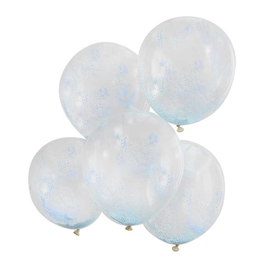Konfetti-ilmapallot, Vaaleansiniset styroksipallot, 5kpl