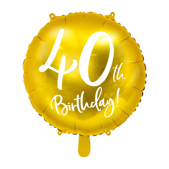 Foliopallo, 40th Birthday!, Kulta, 45cm