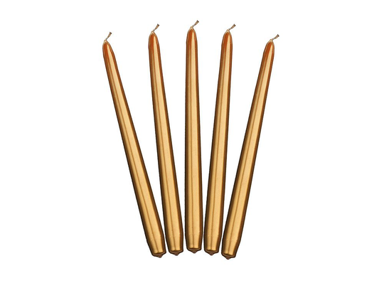 Kultaiset metallinhohtoiset kynttilät - 24cm, 10kpl