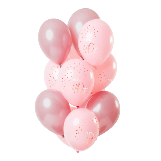 Lateksi-ilmapallot Happy 40th Lush Blush - 12-pakkaus