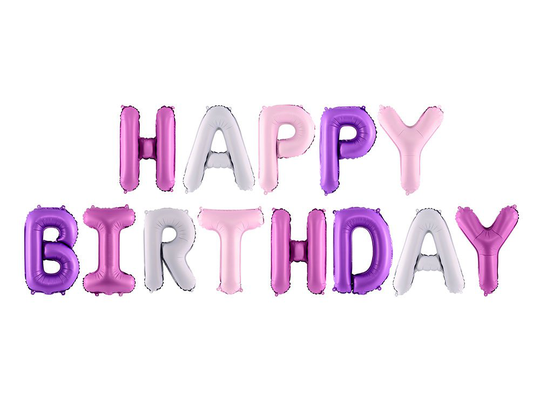 Foliopallo - Happy Birthday - Violetti