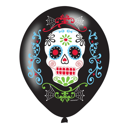 Ilmapallot Musta Day of the Dead - 6-pakkaus