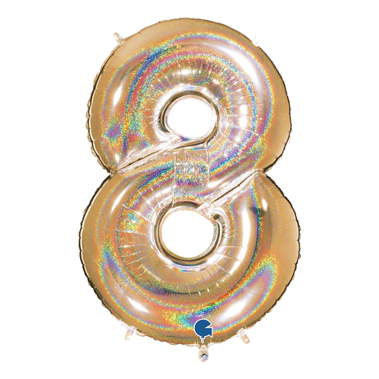Numeroilmapallo Glitter Kulta - Numero 8