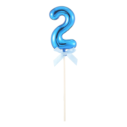 Kakkukoriste Numero Sininen Rusetti - Numero 2