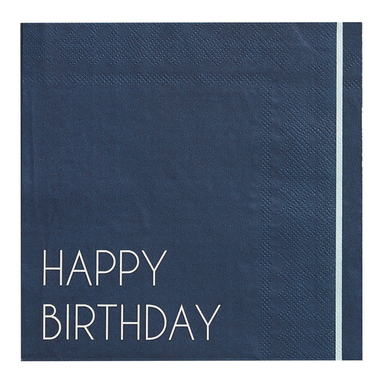 Servetit Happy Birthday Navy - 16-pakkaus