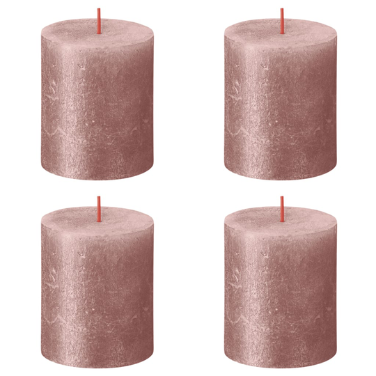 Bolsius Pilarikynttilät Shimmer 4 kpl rustiikkinen 80x68 mm pinkki