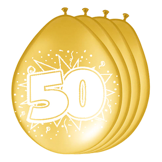 Ilmapallot 50 Vuosipäivä Kulta - 8-pakkaus