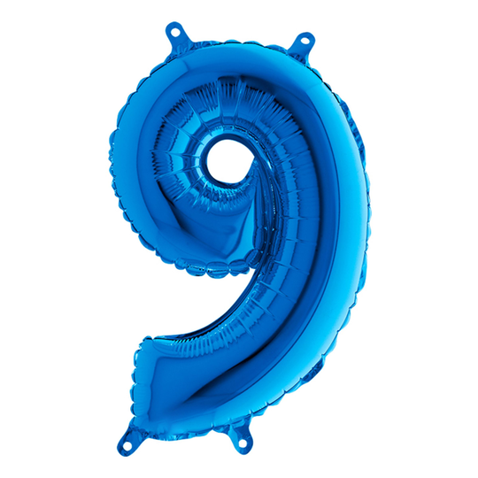 Numeroilmapallo Mini Sininen Metallic - Numero 9