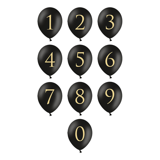 Numeroilmapallo Lateksi Musta - Numero 9