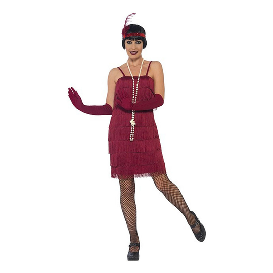 Flapper Tummanpunainen Lyhyt Naamiaisasu - Small