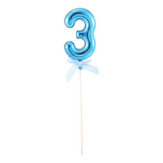 Kakkukoriste Numero Sininen Rusetti - Numero 3