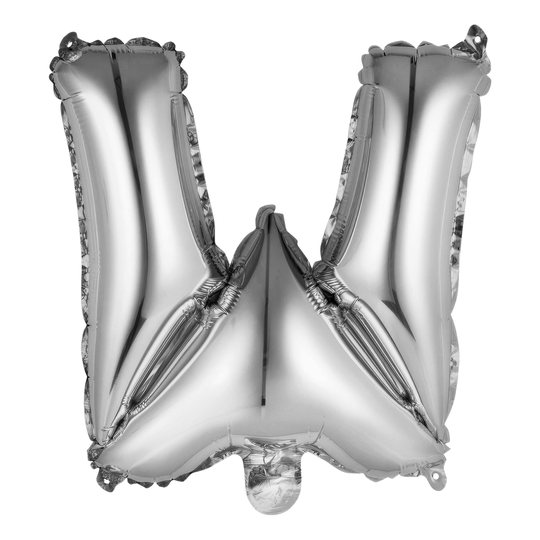 Kirjainilmapallo Mini Hopea Metallic - Kirjain W