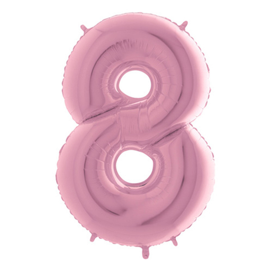 Numeroilmapallot Vaaleanpunainen Pastelli - Numero 8