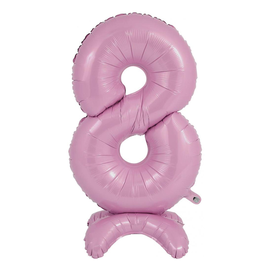 Numeroilmapallo Telineellä Pastellinvaaleanpunainen - Numero 8