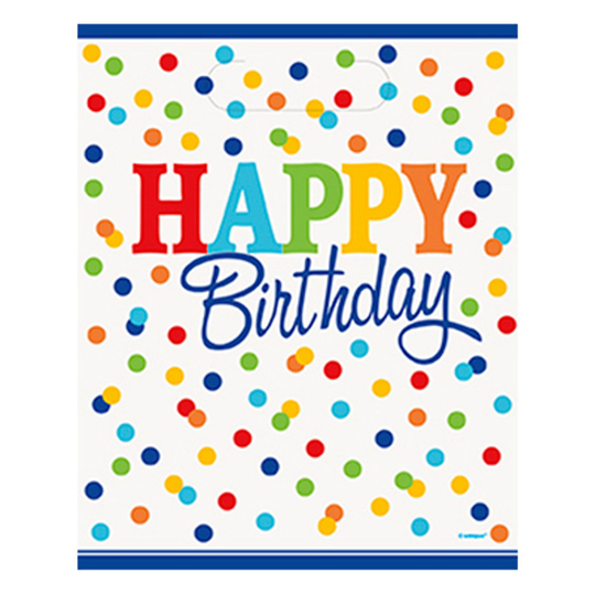 Juhlapussit Polka Dot Happy Birthday - 8-pakkaus